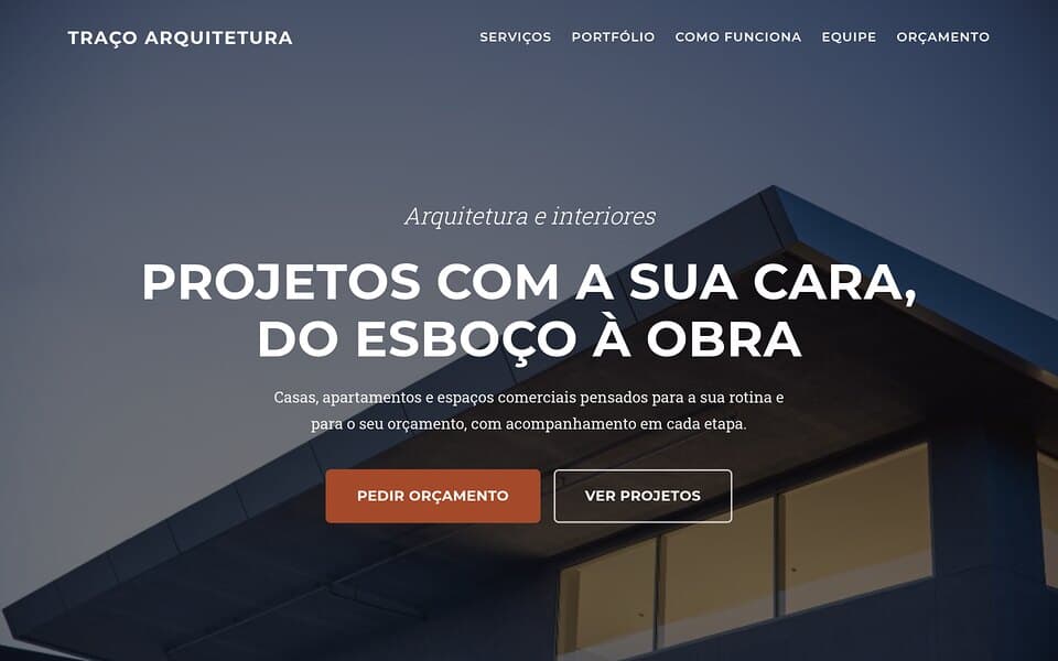 Prévia do template de landing page Arquitetura e interiores