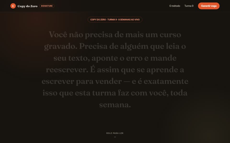 Prévia do template Curso Signature do Vitrine